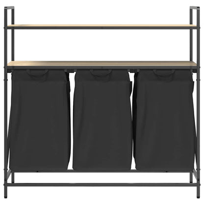 Laundry Basket 3 Compartments with Shelves Sonoma Oak