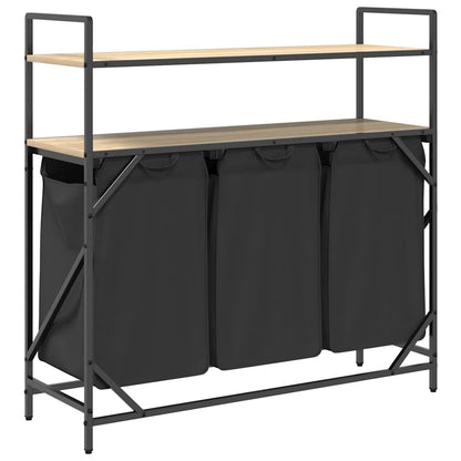 Laundry Basket 3 Compartments with Shelves Sonoma Oak