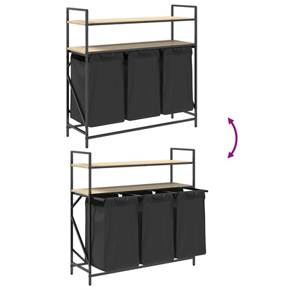 Laundry Basket 3 Compartments with Shelves Sonoma Oak