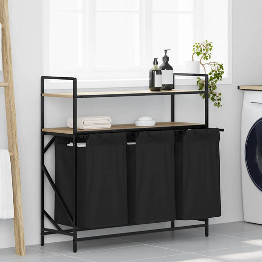 Laundry Basket 3 Compartments with Shelves Sonoma Oak