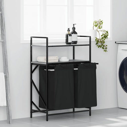 Laundry Basket 2 Compartments with Shelves Grey Sonoma