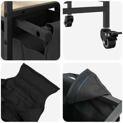 Laundry Basket 3 Compartments with Wheels Sonoma Oak