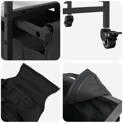 Laundry Basket 3 Compartments with Wheels Grey Sonoma