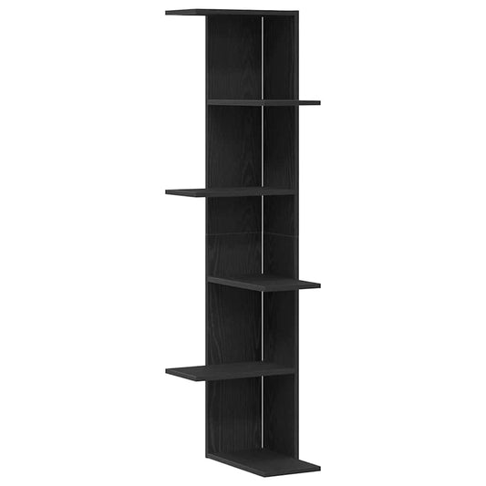 Wall Corner Shelf Black Oak 36.5 x 36.5 x140 cm