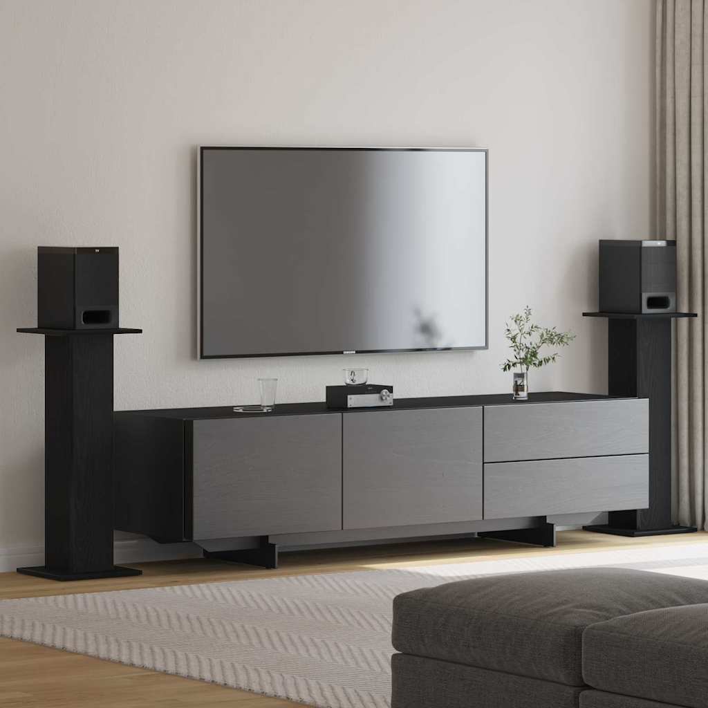 Speaker Stands 2 pcs Black Oak 30 x 30 x 80 cm Engineered Wood