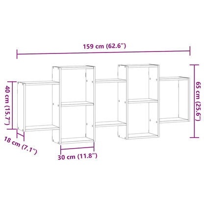 Wall Shelf Black Oak 159x18x65 cm Engineered Wood