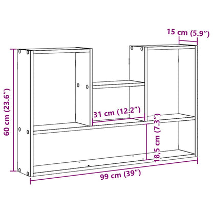Wall Shelf Black Oak 99x15x60 cm Engineered Wood