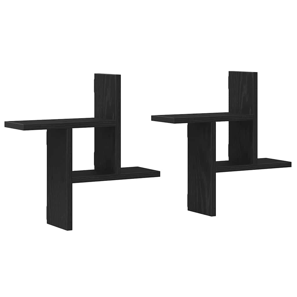 Wall Shelves 2 pcs Black Oak 38x12x38 cm Engineered Wood