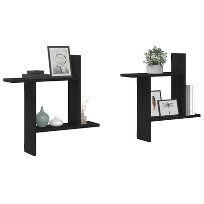 Wall Shelves 2 pcs Black Oak 50x12x50 cm Engineered Wood