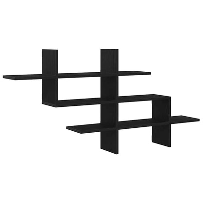 Wall Shelf Black Oak 124.5x18x60.5 cm Engineered Wood