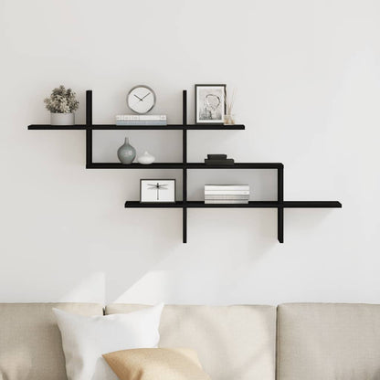 Wall Shelf Black Oak 124.5x18x60.5 cm Engineered Wood