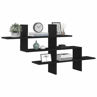 Wall Shelf Black Oak 124.5x18x60.5 cm Engineered Wood