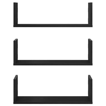 Wall Shelves 3 pcs Black Oak 58x18x18 cm Engineered Wood