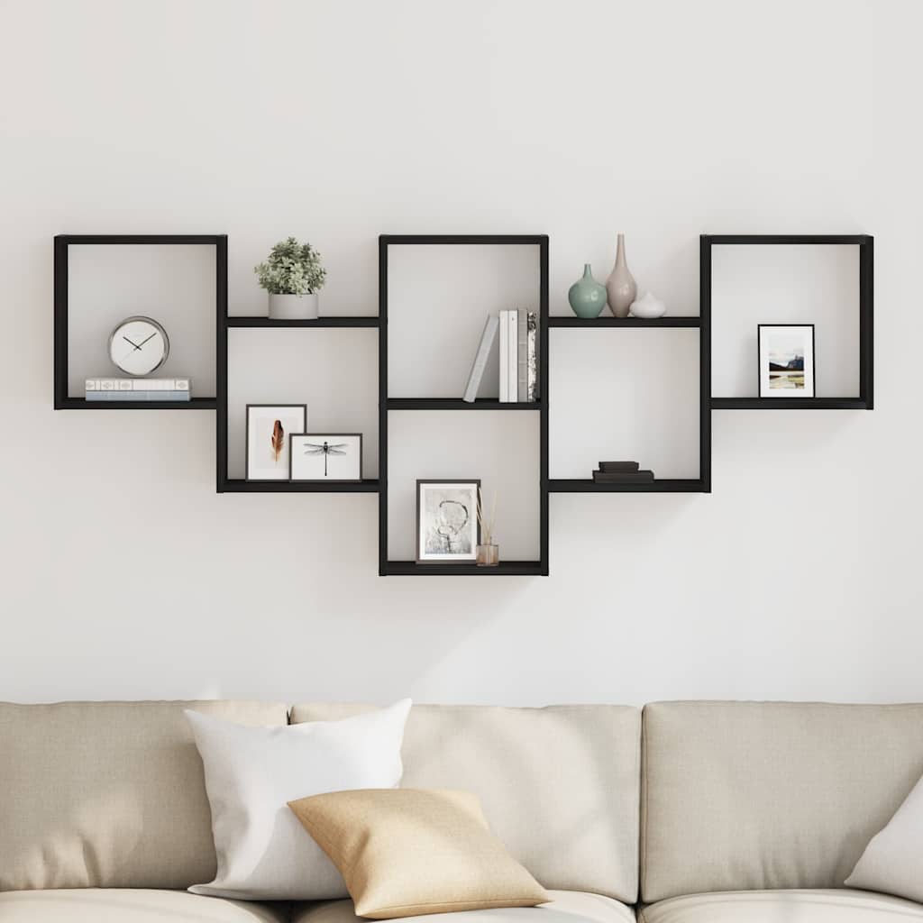 Wall Shelf Black Oak 159x18x66 cm Engineered Wood