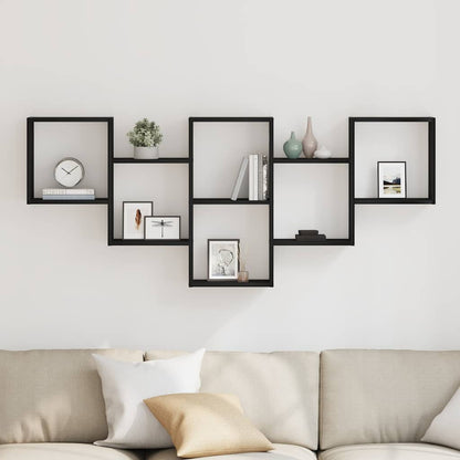 Wall Shelf Black Oak 159x18x66 cm Engineered Wood