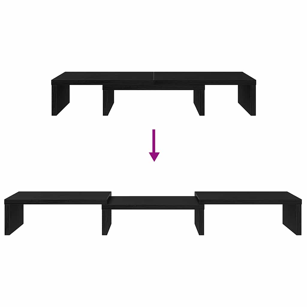 Monitor Stand Adjustable Black Oak 60x24x10.5 cm Engineered Wood