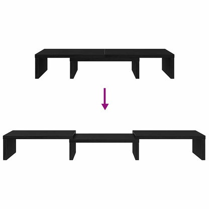 Monitor Stand Adjustable Black Oak 60x24x10.5 cm Engineered Wood
