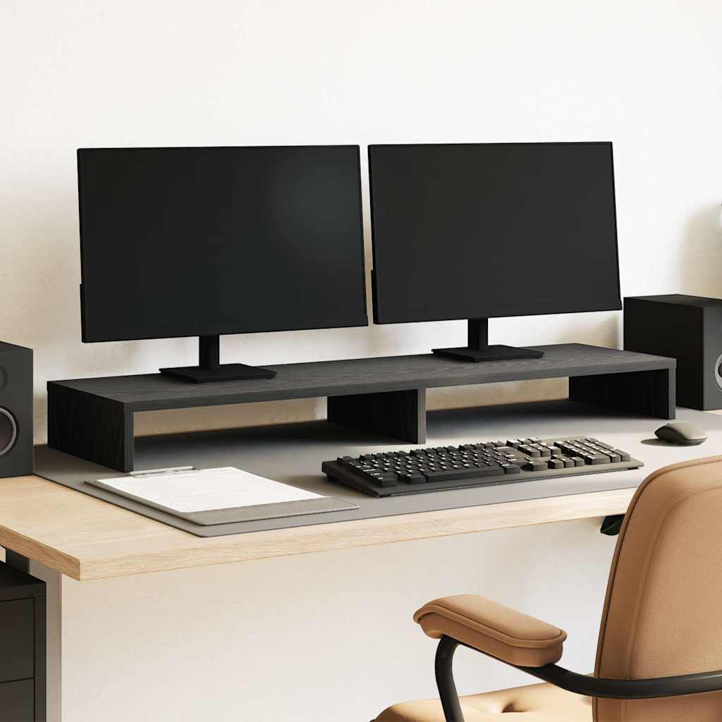 Monitor Stand Black Oak 100x27x10 cm Engineered Wood