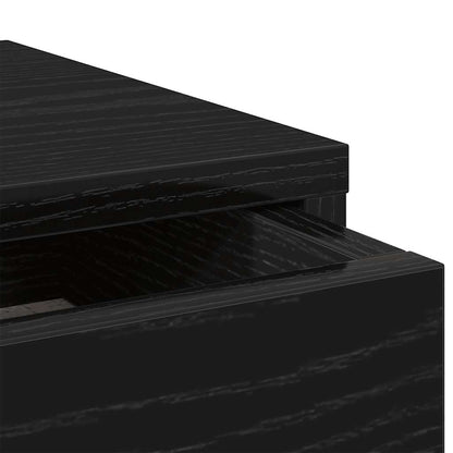 Monitor Stand with Drawers Black Oak 100x27x15cm Engineered Wood