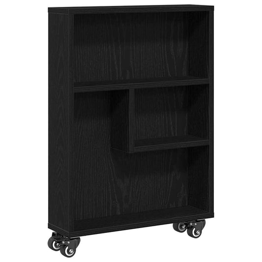 Narrow Storage Trolley 3-Tier 48 x 13 x 68 cm Black Oak