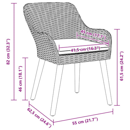 Garden Chair 2 pcs Black 62.5 x 55 x 82 cm Poly Rattan