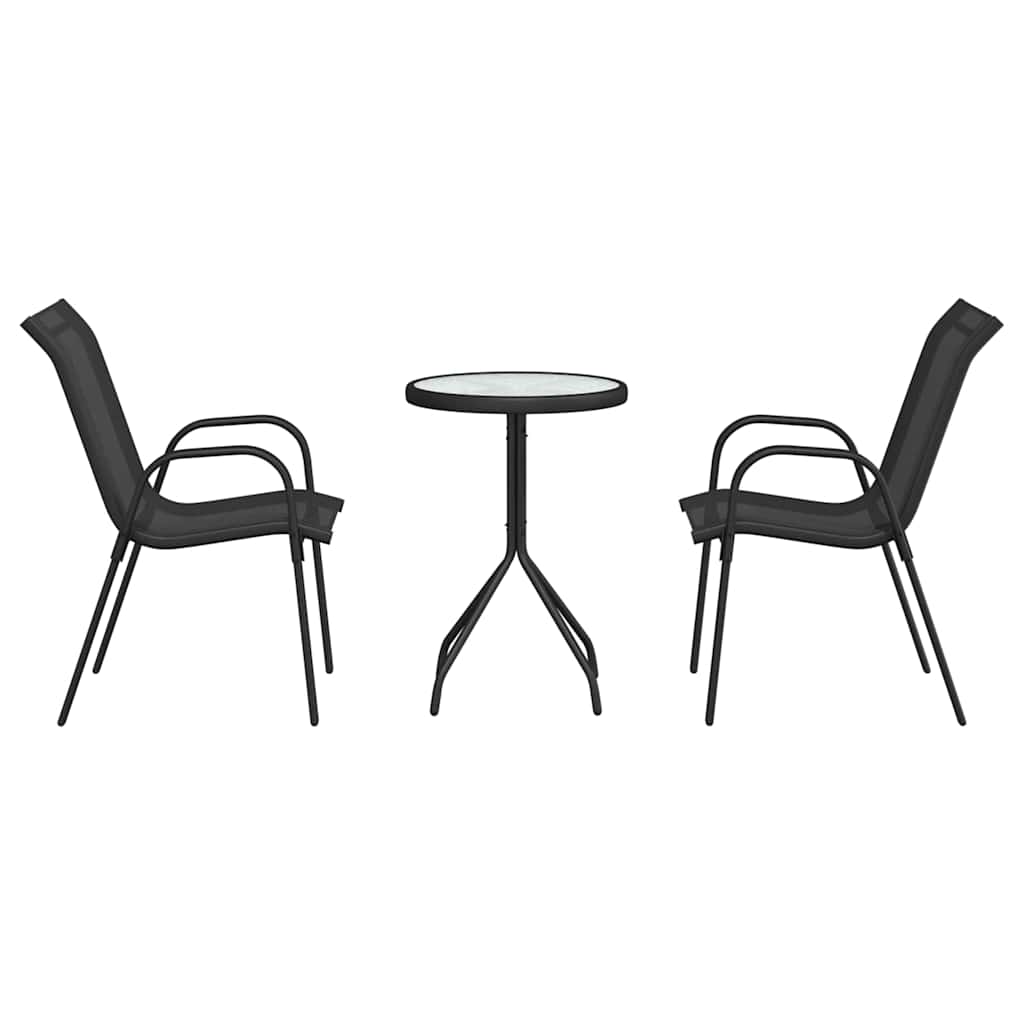 Garden Bistro Set 3 pcs Black Steel