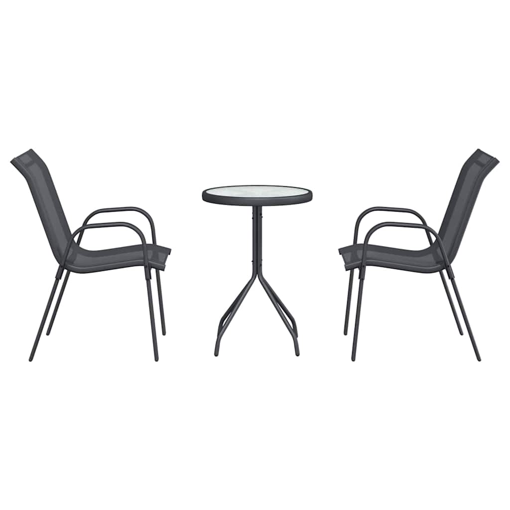 Garden Bistro Set 3 pcs Grey Steel