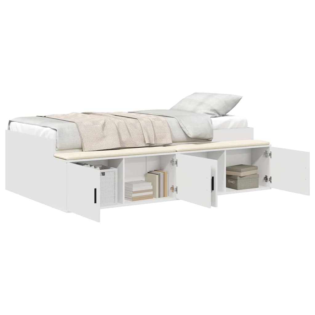 Bed Frame with Drawer White 90 x 200 cm Engineered Wood