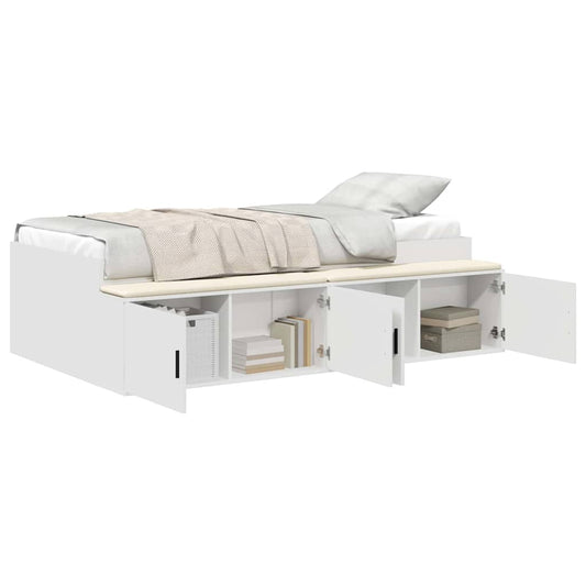 Bed Frame with Drawer White 90 x 200 cm Engineered Wood