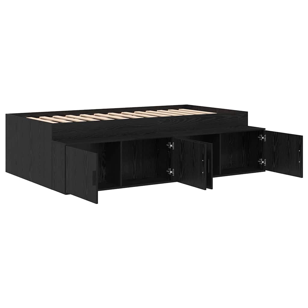 Bed Frame with Drawer Black Oak 90 x 200 cm Engineered Wood