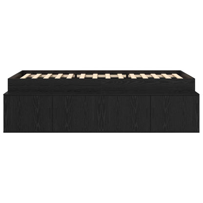 Bed Frame with Drawer Black Oak 90 x 200 cm Engineered Wood