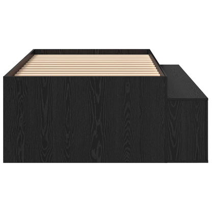 Bed Frame with Drawer Black Oak 90 x 200 cm Engineered Wood