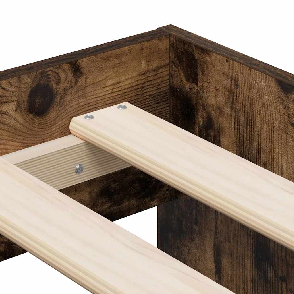 Bed Frame with Drawer Smoked Oak 90 x 200 cm Engineered Wood