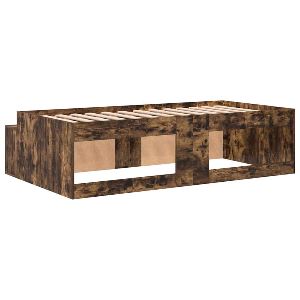 Bed Frame with Drawer Smoked Oak 90 x 200 cm Engineered Wood