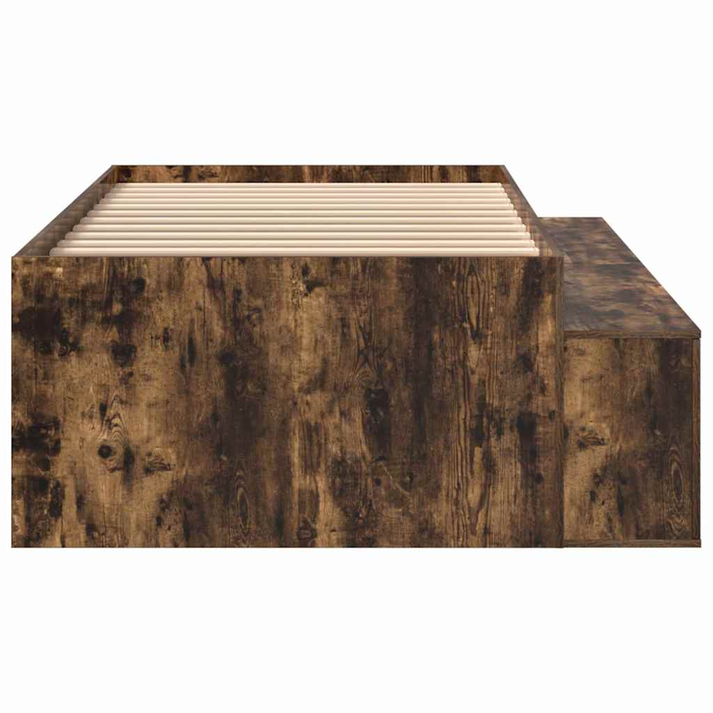 Bed Frame with Drawer Smoked Oak 90 x 200 cm Engineered Wood