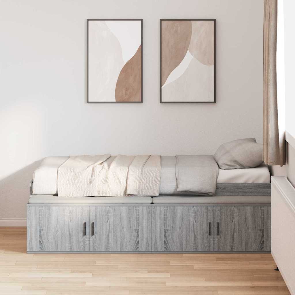 Bed Frame with Drawer Grey Sonoma 90 x 200 cm Engineered Wood