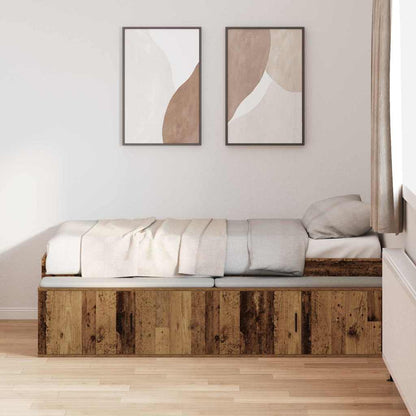 Bed Frame with Drawer Old Wood 90 x 200 cm Engineered Wood