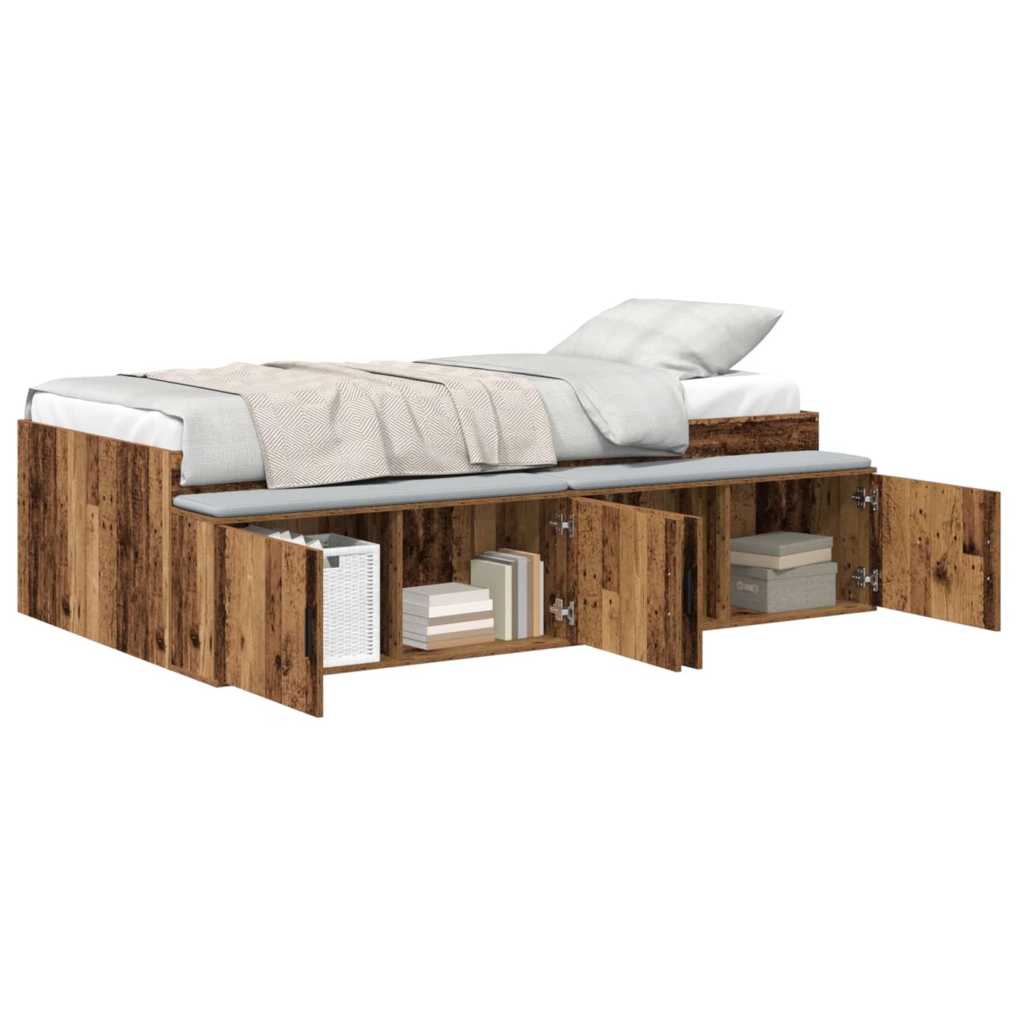 Bed Frame with Drawer Old Wood 90 x 200 cm Engineered Wood