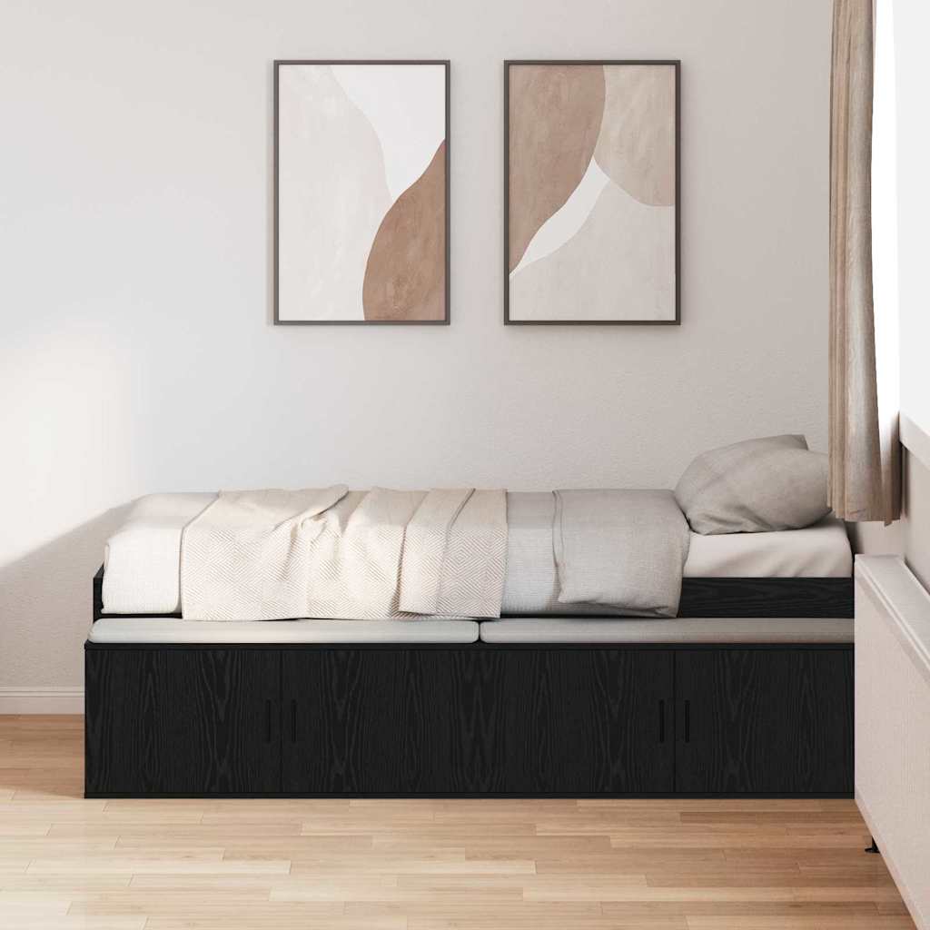 Bed Frame with Drawer Black Oak 80 x 200 cm Engineered Wood