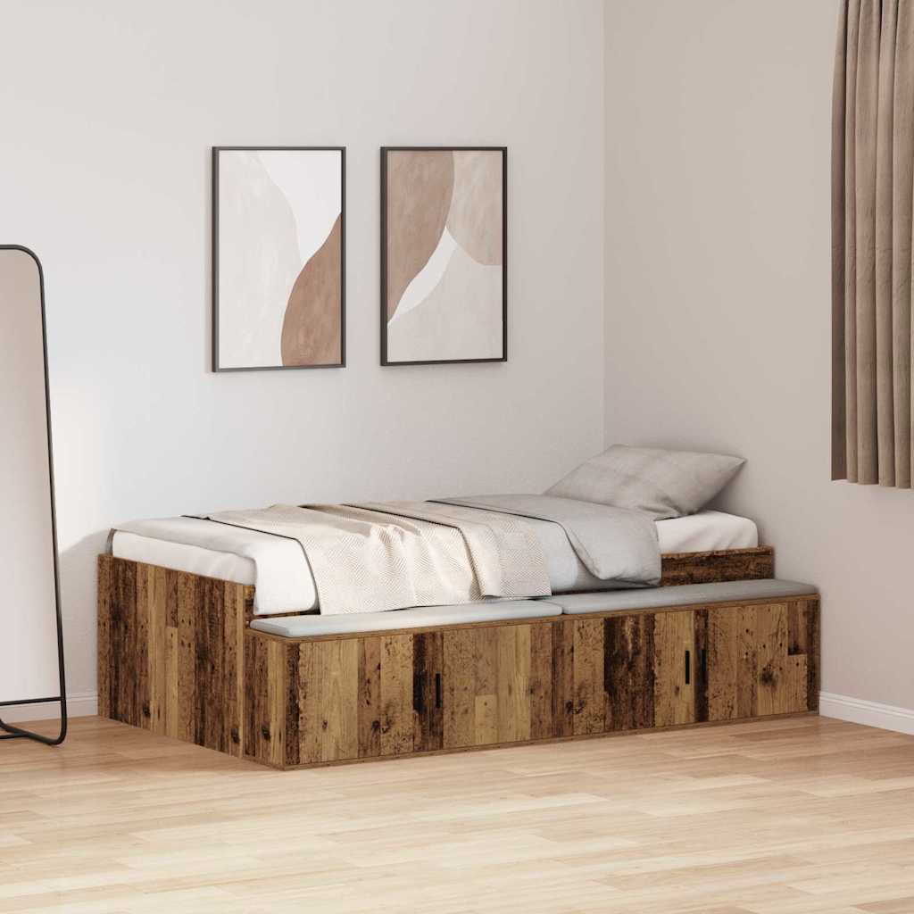 Bed Frame with Drawer Old Wood 80 x 200 cm Engineered Wood
