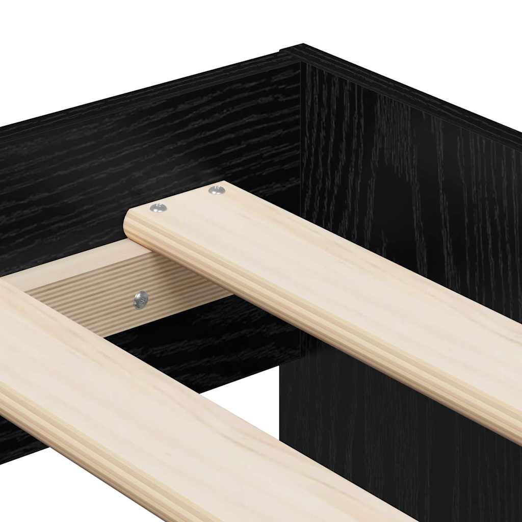 Bed Frame with Drawer Black Oak 90 x 190 cm Engineered Wood