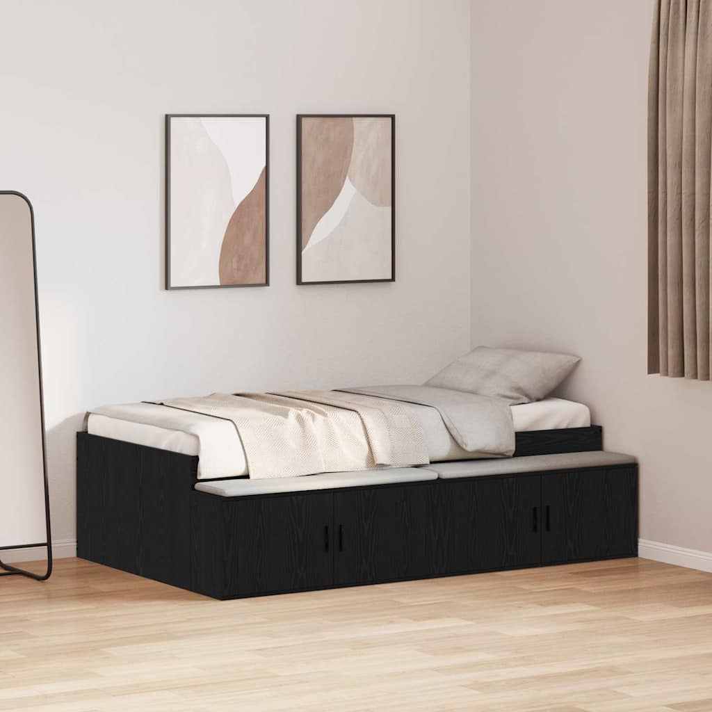 Bed Frame with Drawer Black Oak 90 x 190 cm Engineered Wood