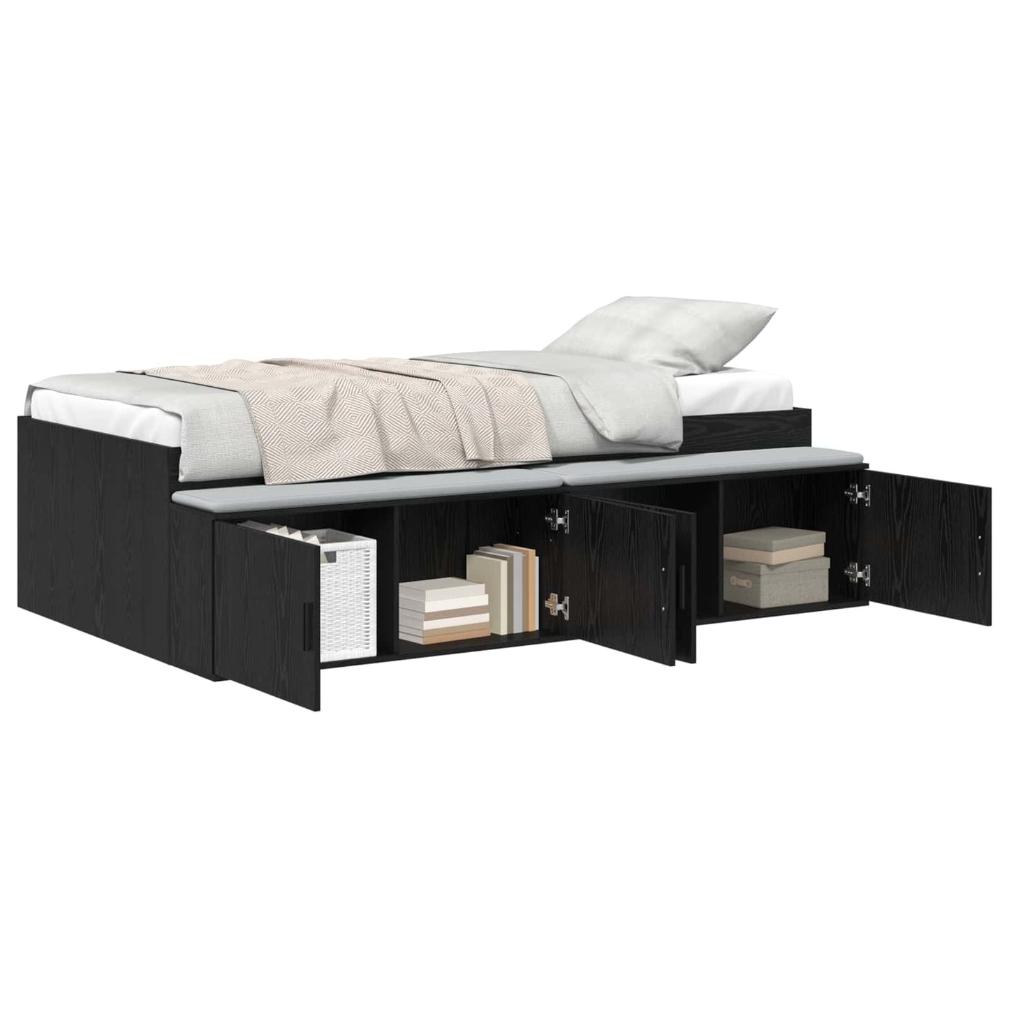 Bed Frame with Drawer Black Oak 90 x 190 cm Engineered Wood