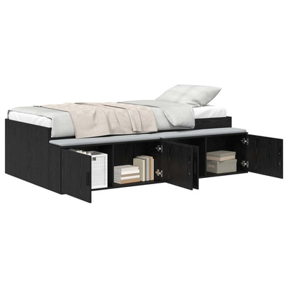 Bed Frame with Drawer Black Oak 90 x 190 cm Engineered Wood