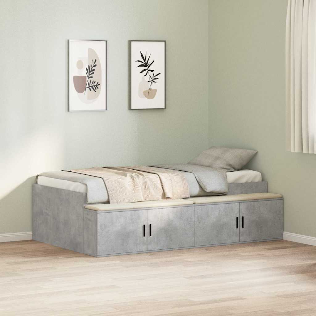 Bed Frame with Drawer Concrete Grey 70 x 190 cm Engineered Wood