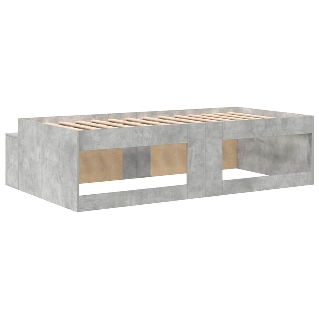 Bed Frame with Drawer Concrete Grey 70 x 190 cm Engineered Wood