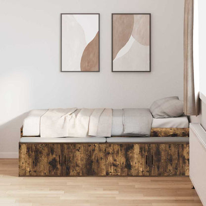 Bed Frame with Drawer Smoked Oak 70 x 190 cm Engineered Wood