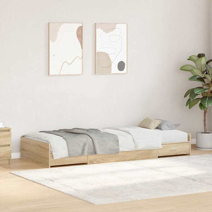 Bed Frame with Drawer Sonoma Oak 98.5 x 200 cm Engineered Wood