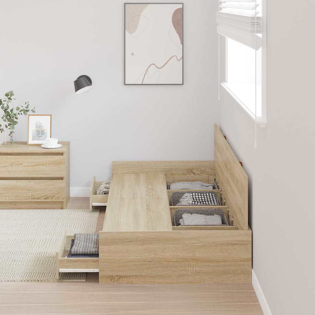 Bed Frame with Drawer Sonoma Oak 98.5 x 200 cm Engineered Wood