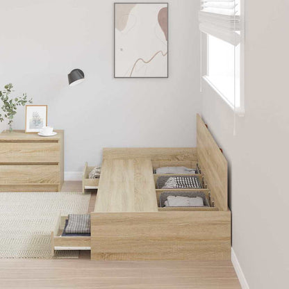 Bed Frame with Drawer Sonoma Oak 98.5 x 200 cm Engineered Wood